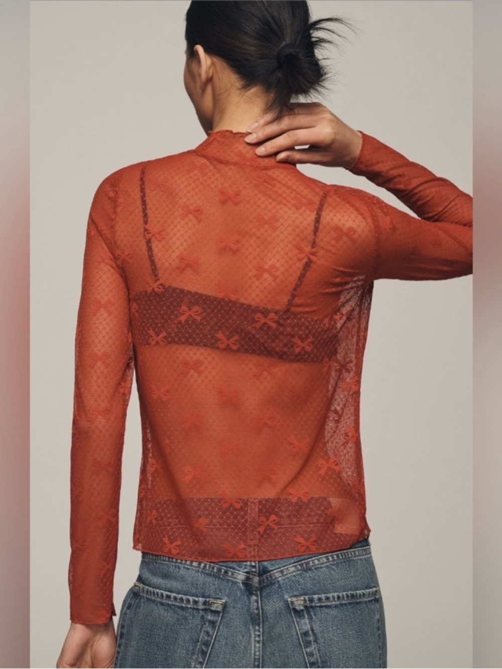 Maeve ANTHRO - Sheer Bow top - Medium - Picture 4 of 10